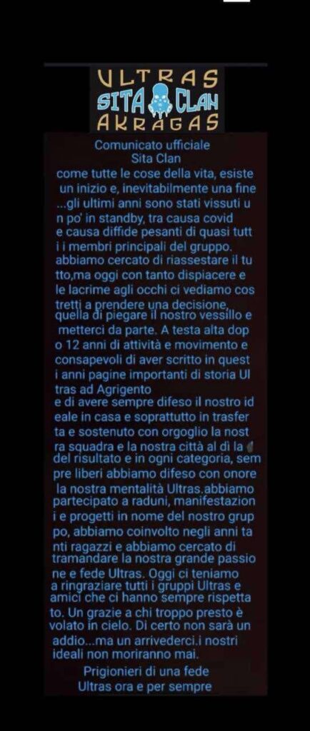 Comunicato ultrà Akragas