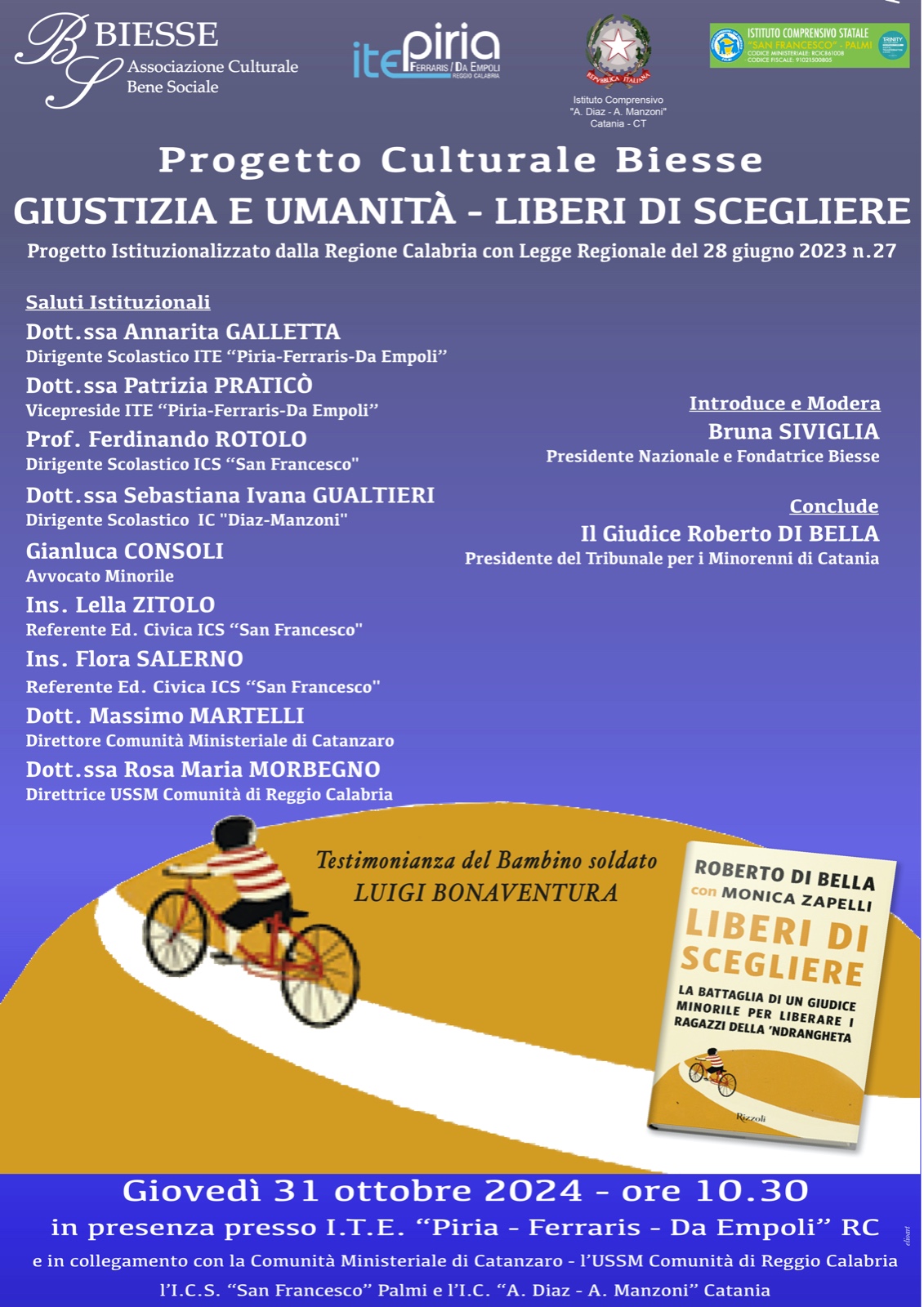 Locandina Progetto Culturale Biesse Giustizia e Umanità - Liberi di Scegliere