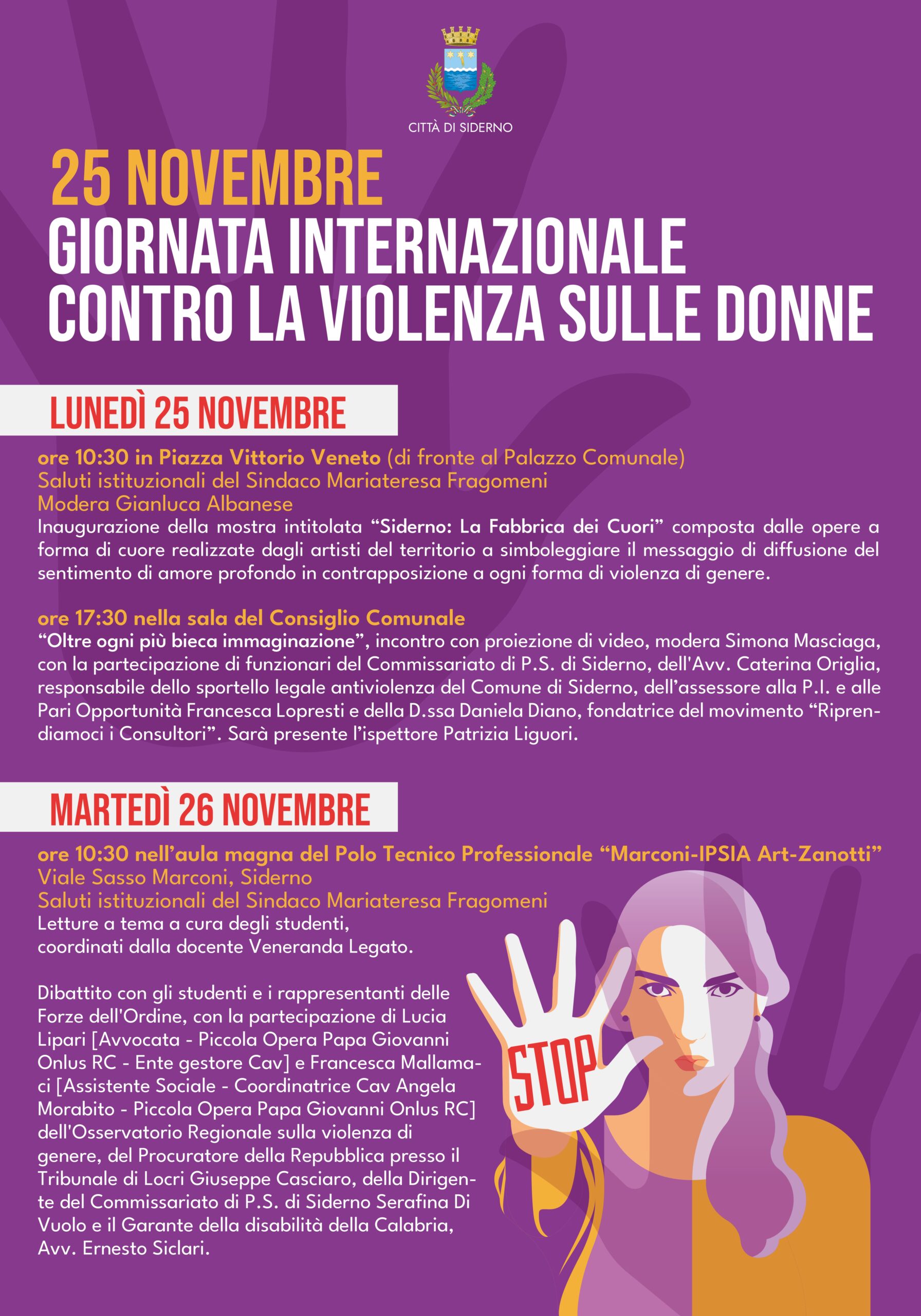 Eventi contro violenza donne siderno