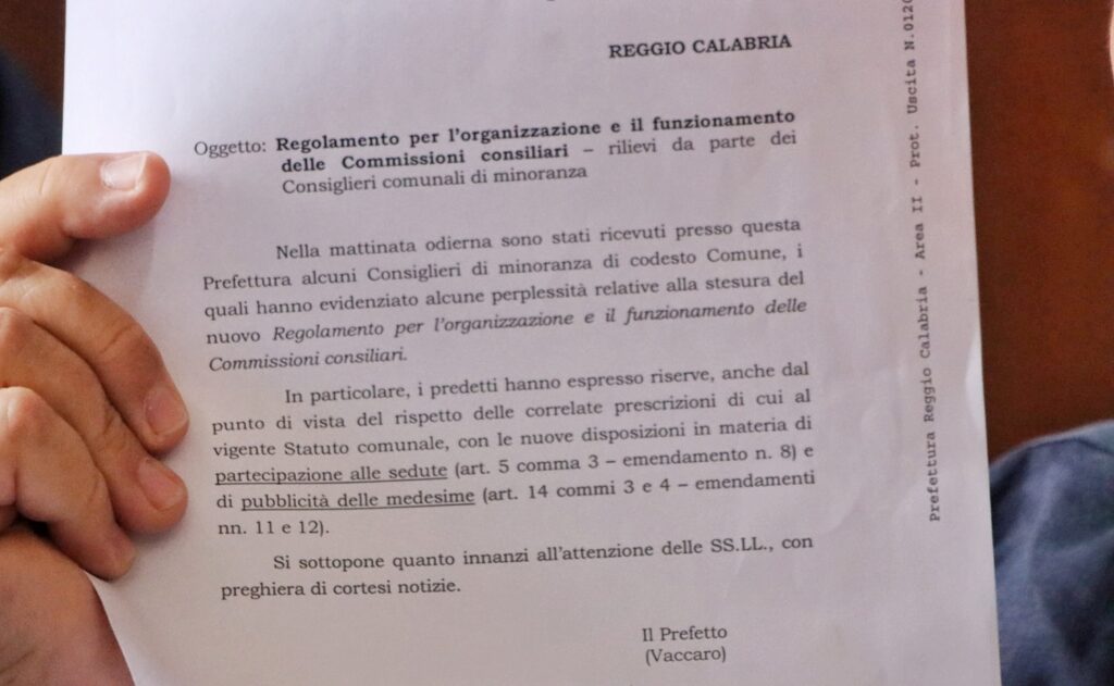 Lettera Prefettura Reggio