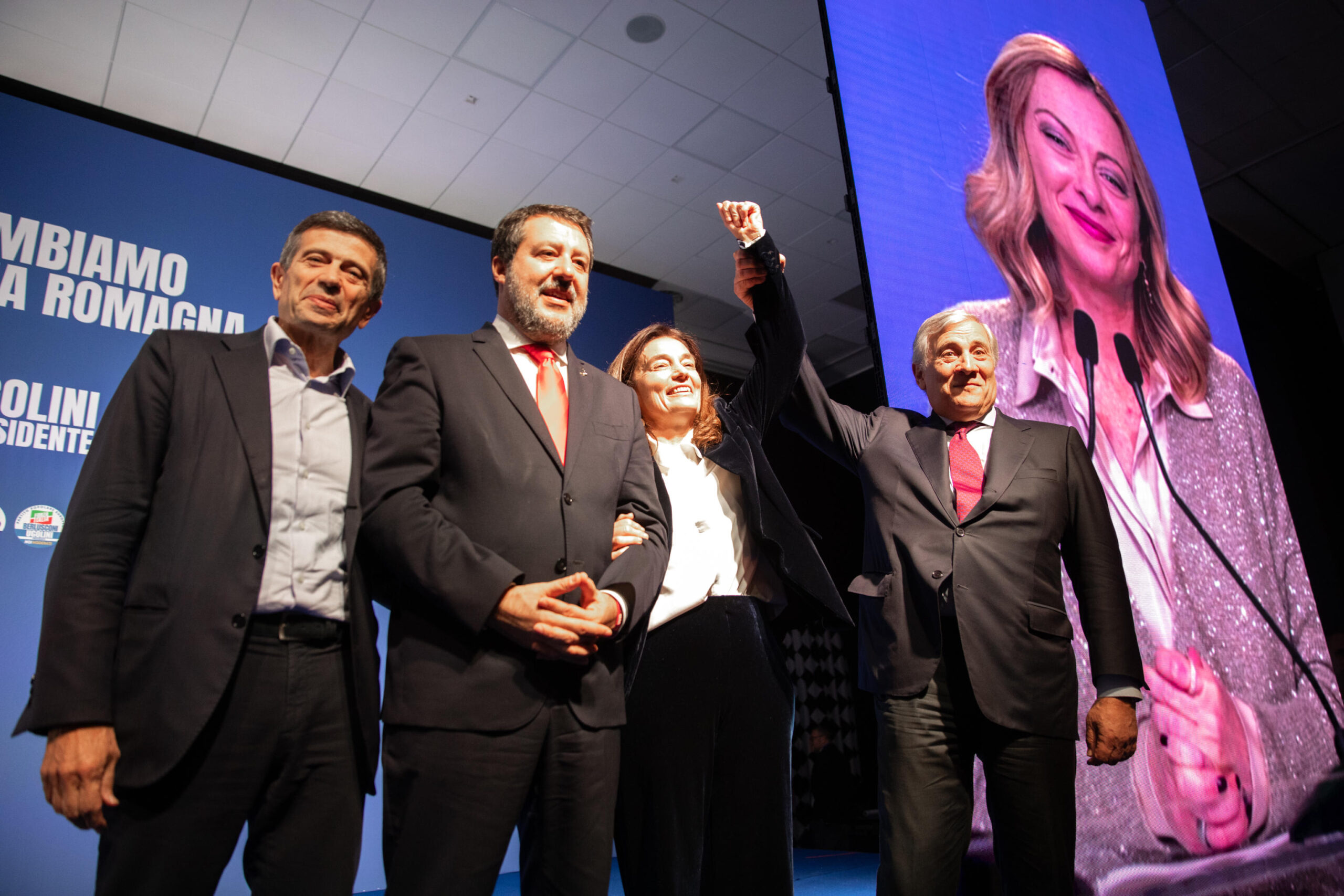 Comizio del centrodestra per le Regionali in Emilia Romagna