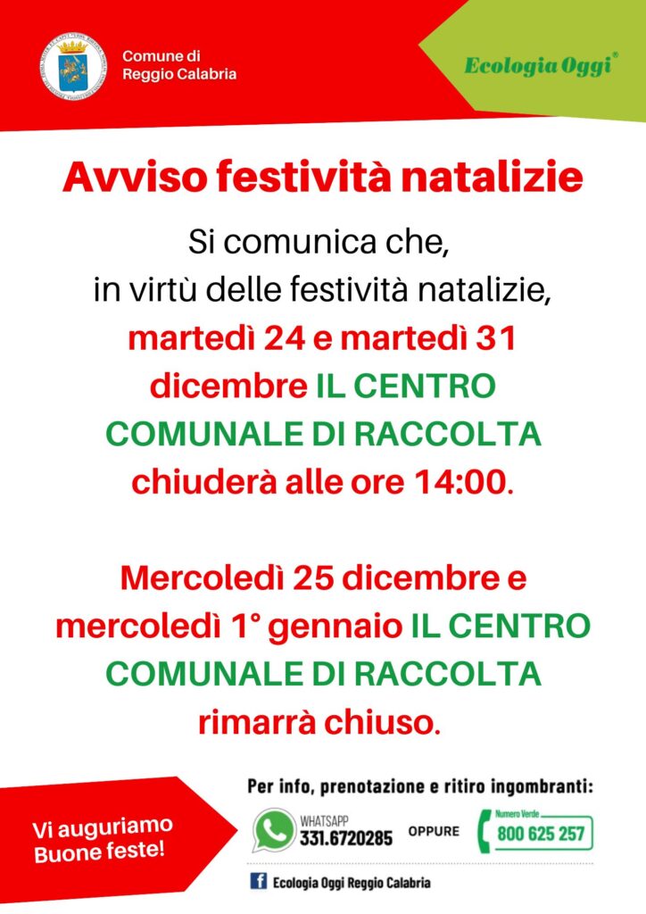 locandina chiusure centro di raccolta