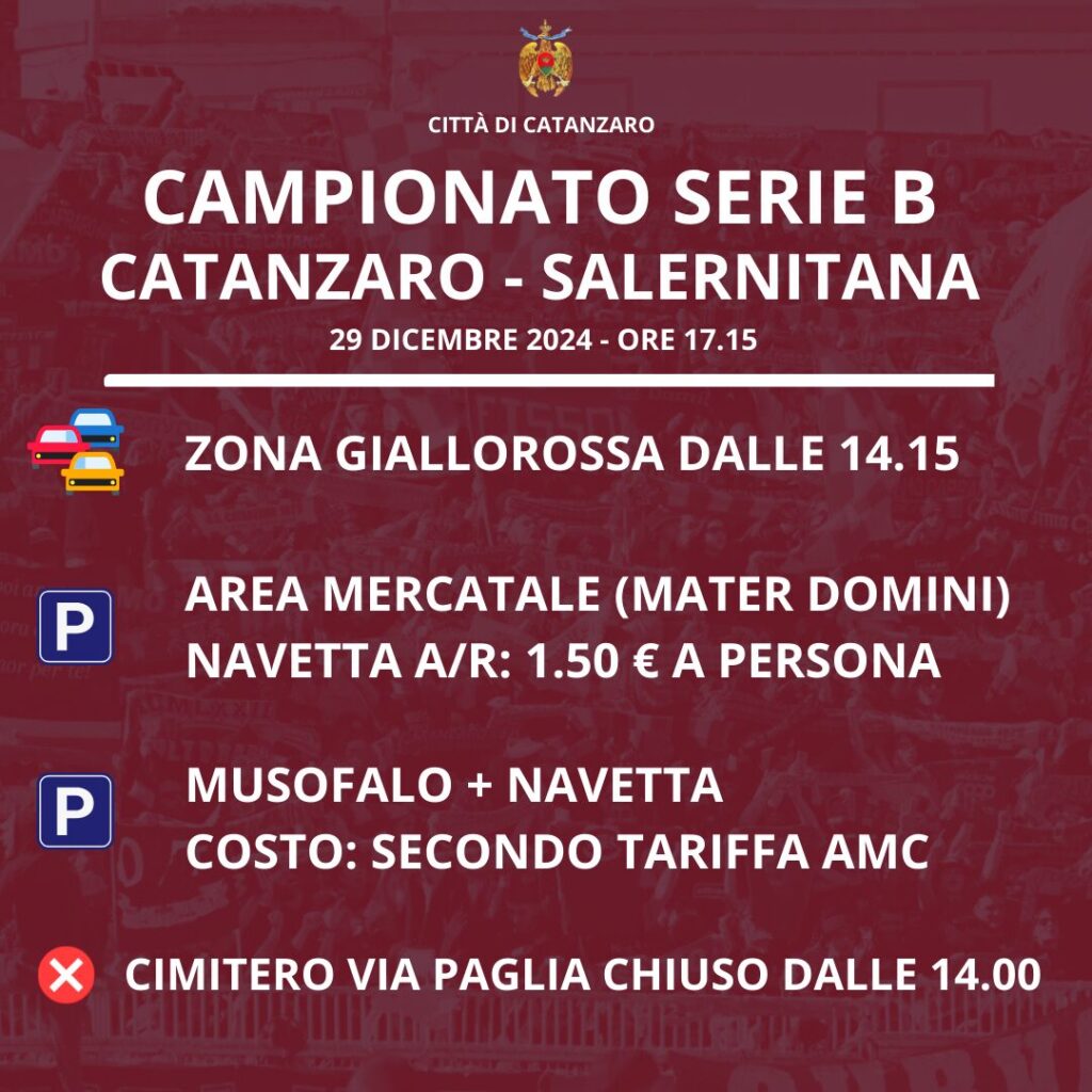 disposizioni viabilità e traffico catanzaro salernitana