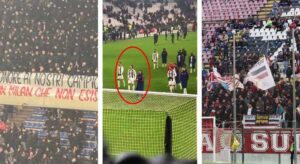 striscione milan fischi juve vlahovic e tifosi reggina