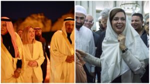 Giorgia Meloni senza velo Arabia Saudita