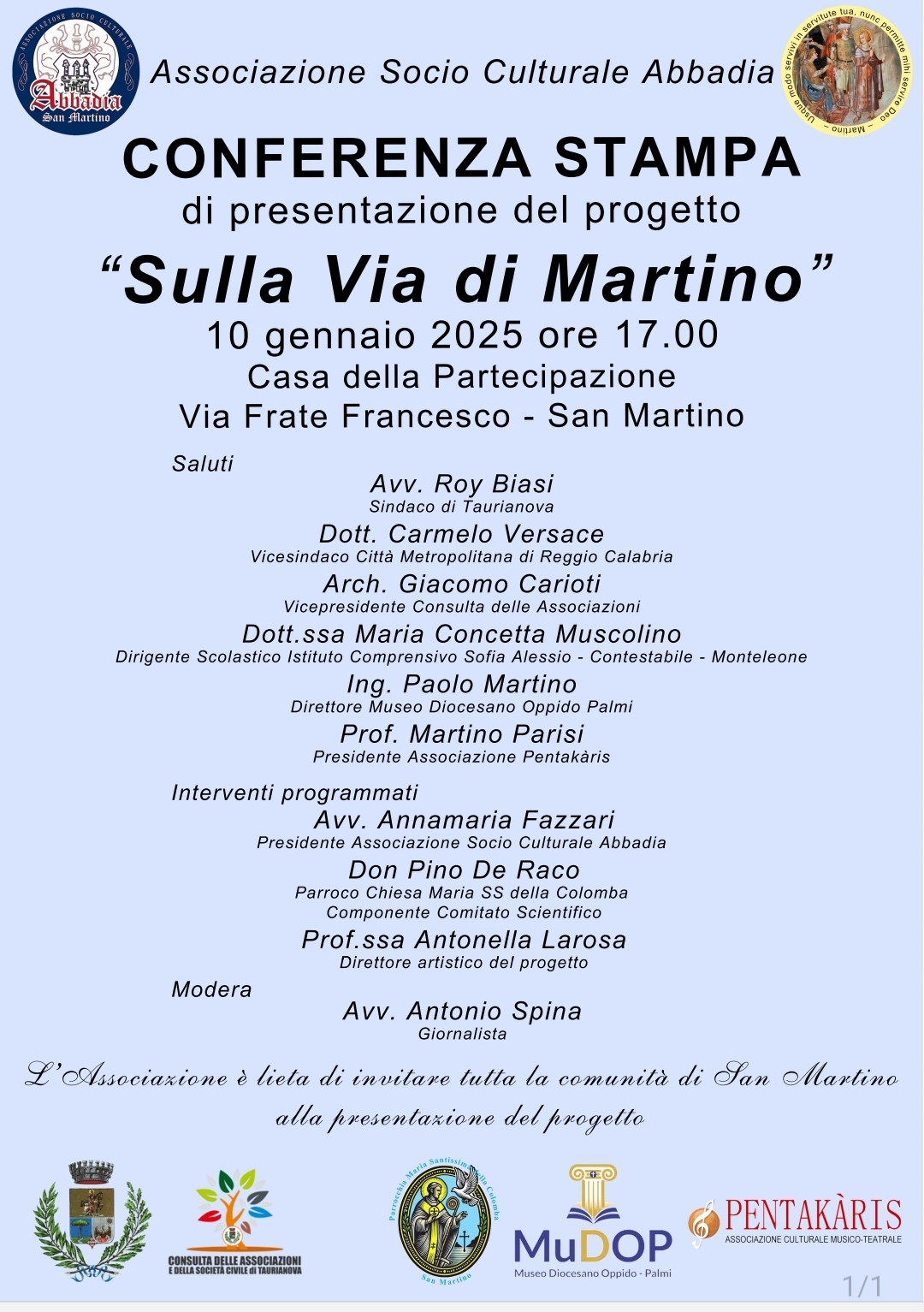 Locandina sulla via di Martino