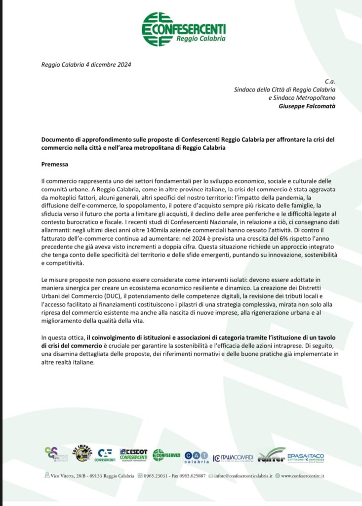 Proposte DUC Conferesercenti Reggio Calabria