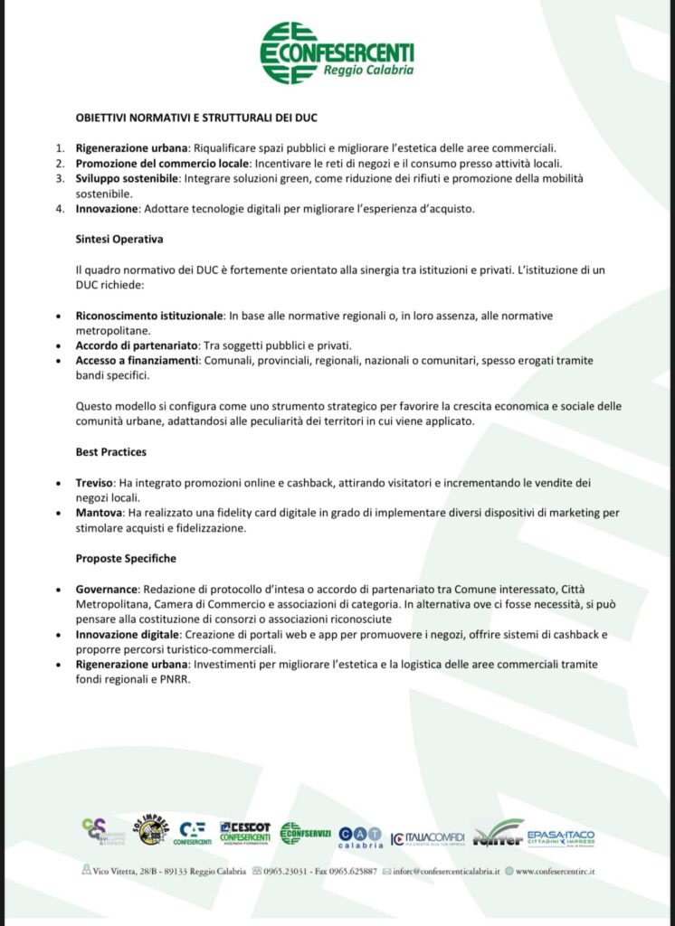 Proposte DUC Conferesercenti Reggio Calabria