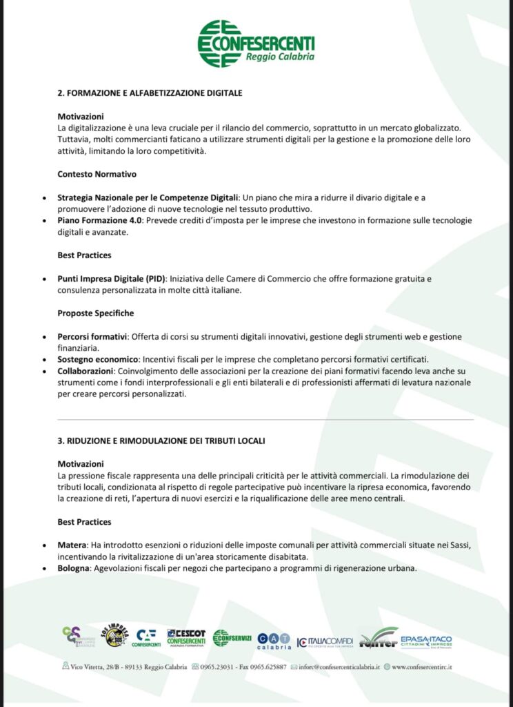 Proposte DUC Conferesercenti Reggio Calabria