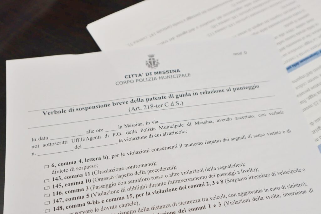 Verbale di sospensione breve della patente