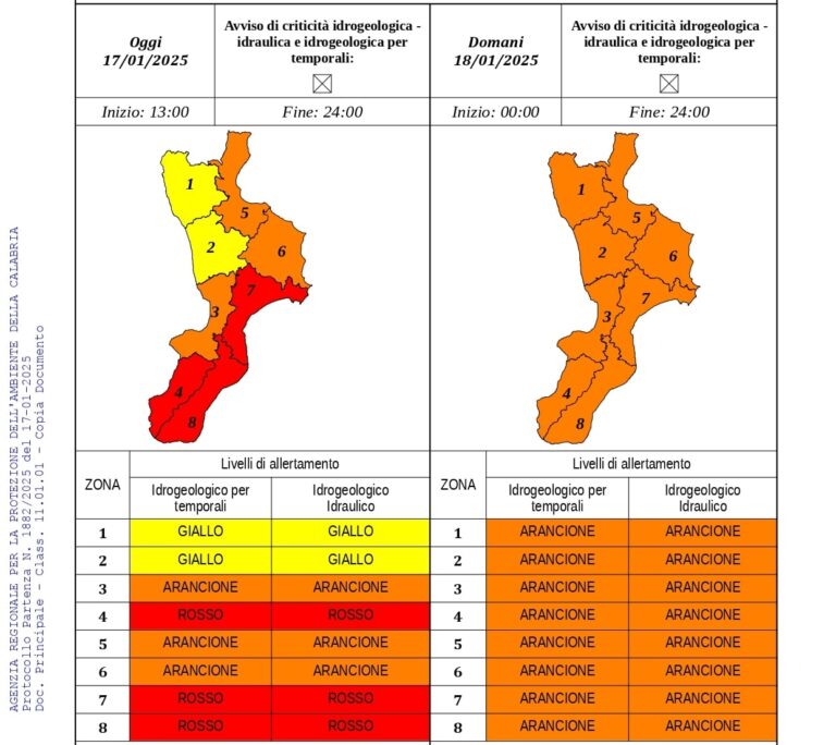allerta meteo sabato 18 gennaio