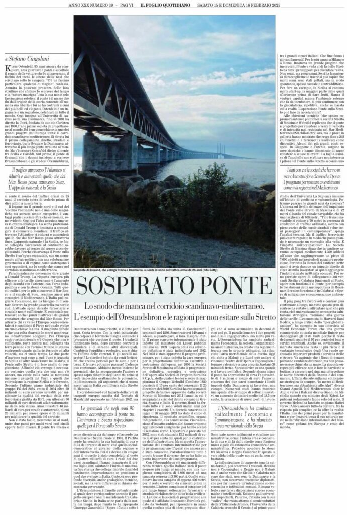 Articolo a favore del Ponte sullo Stretto su Il Foglio