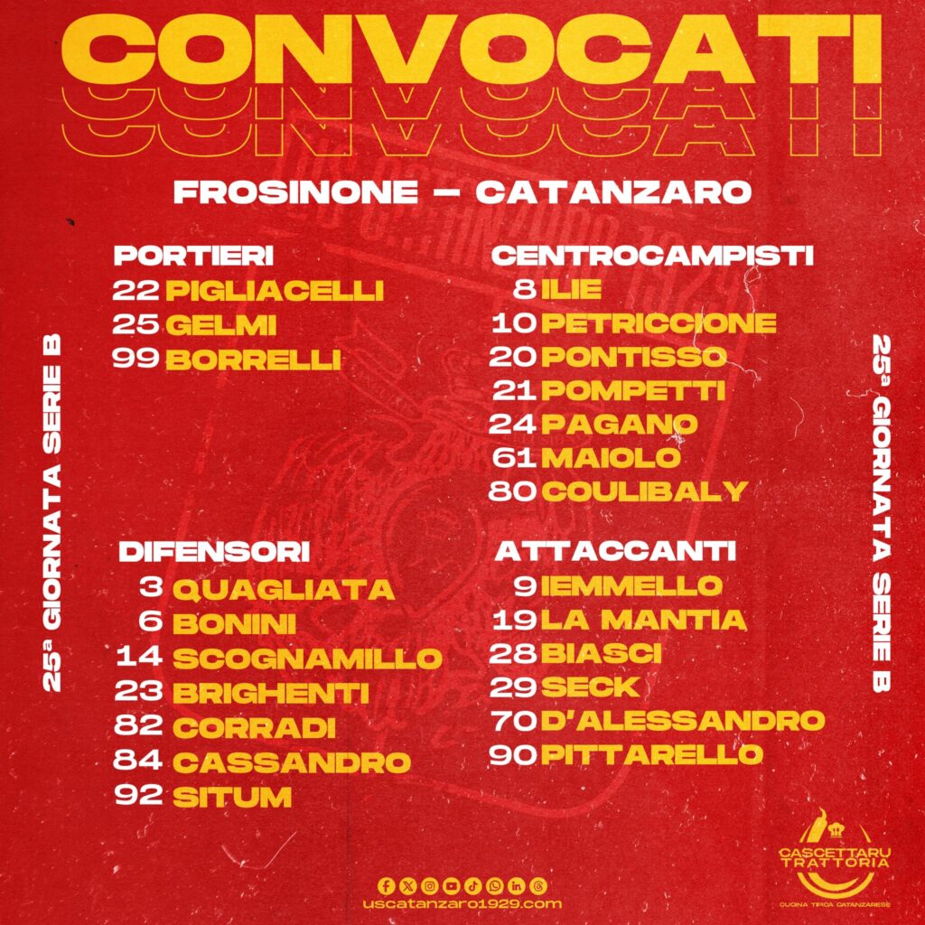 Catanzaro convocati