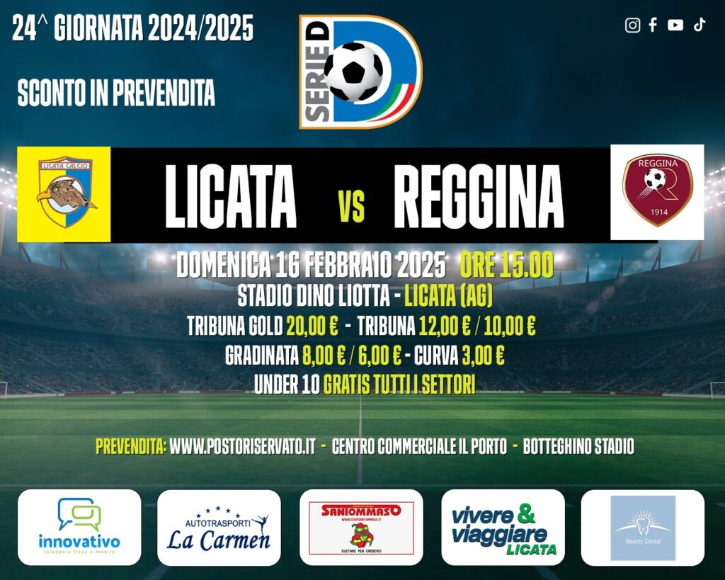 Licata-Reggina prevendita