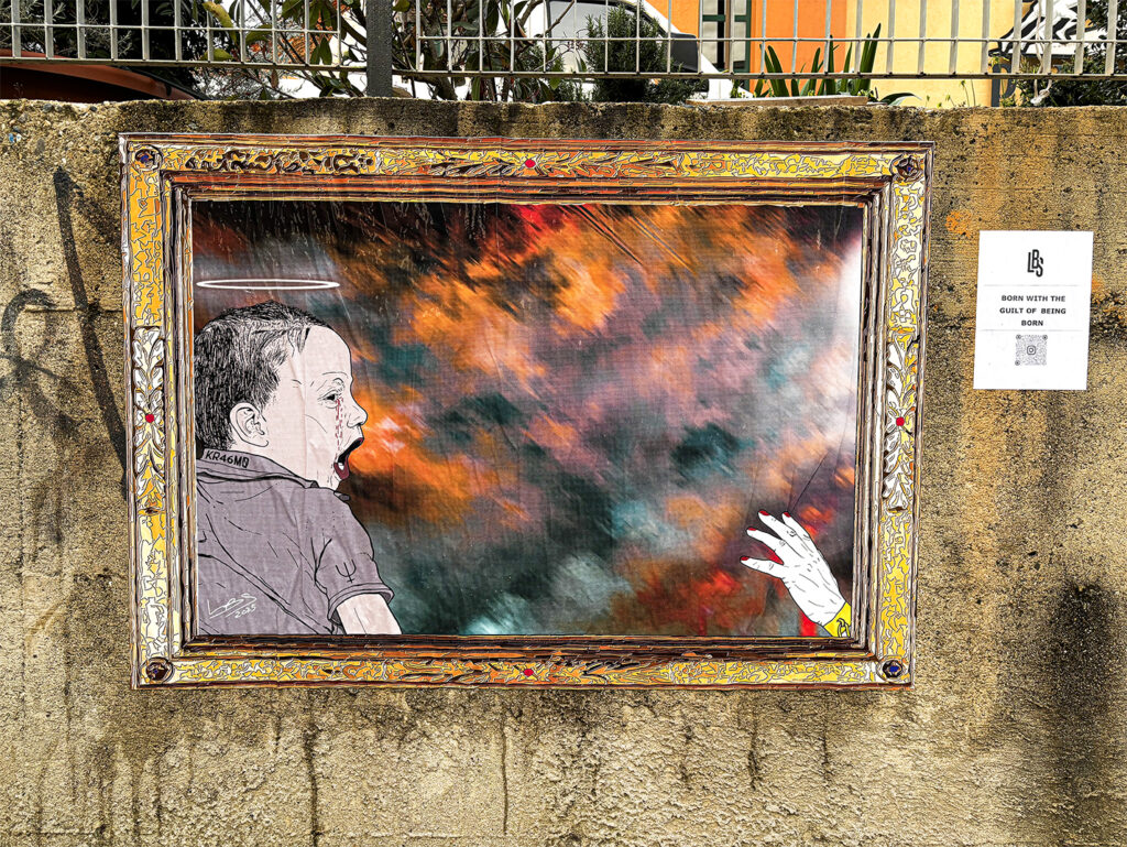 Opera street art di lbs in ricordo delle vittime della strage di cutro