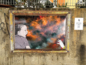Opera street art di lbs in ricordo delle vittime della strage di cutro