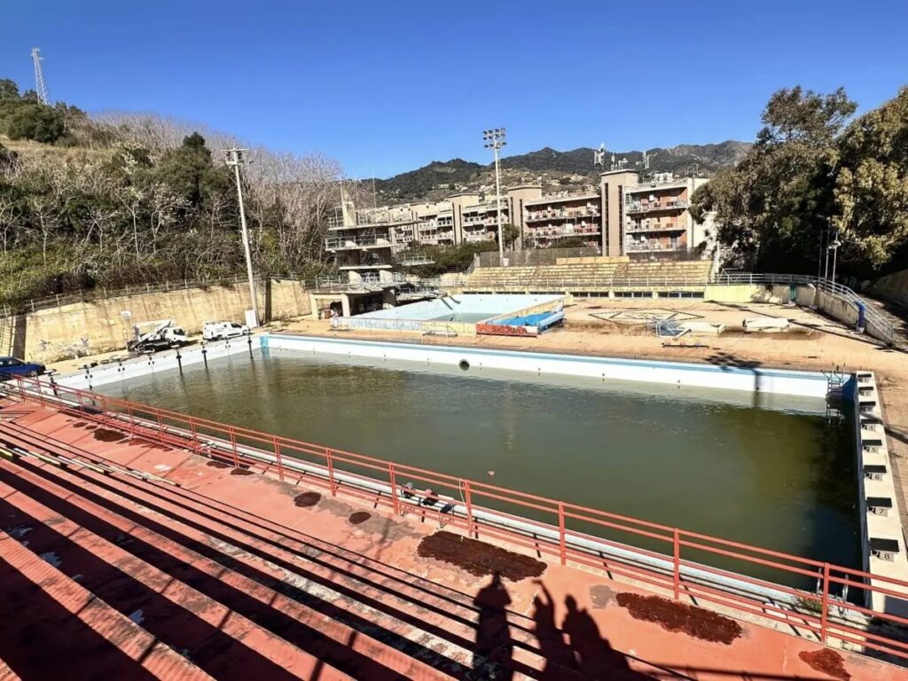 Piscina-Cappuccini-Messina impianto allaperto con acqua putrida_sopralluogo febbraio 2024
