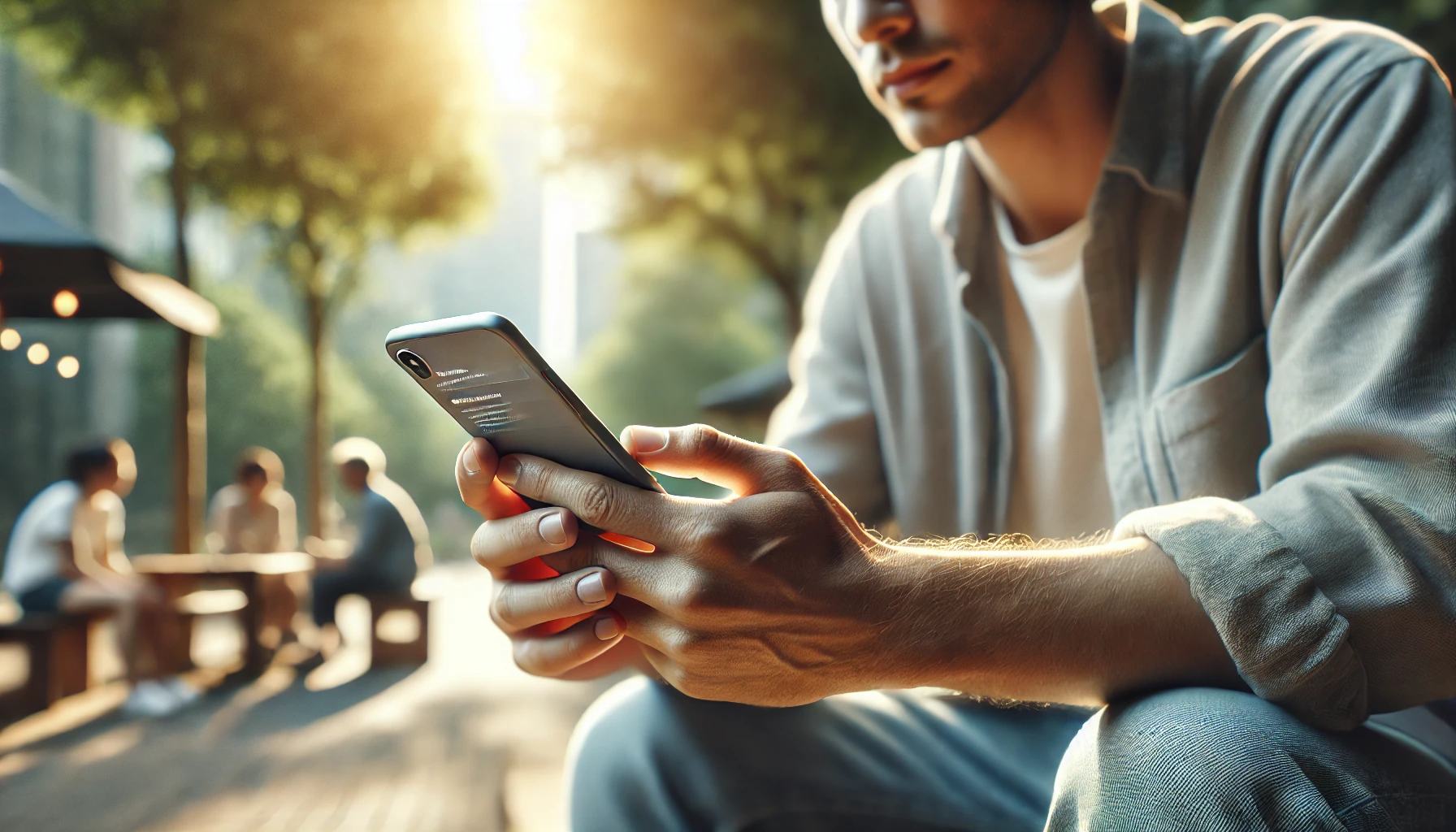 giovane che guarda il cellulare