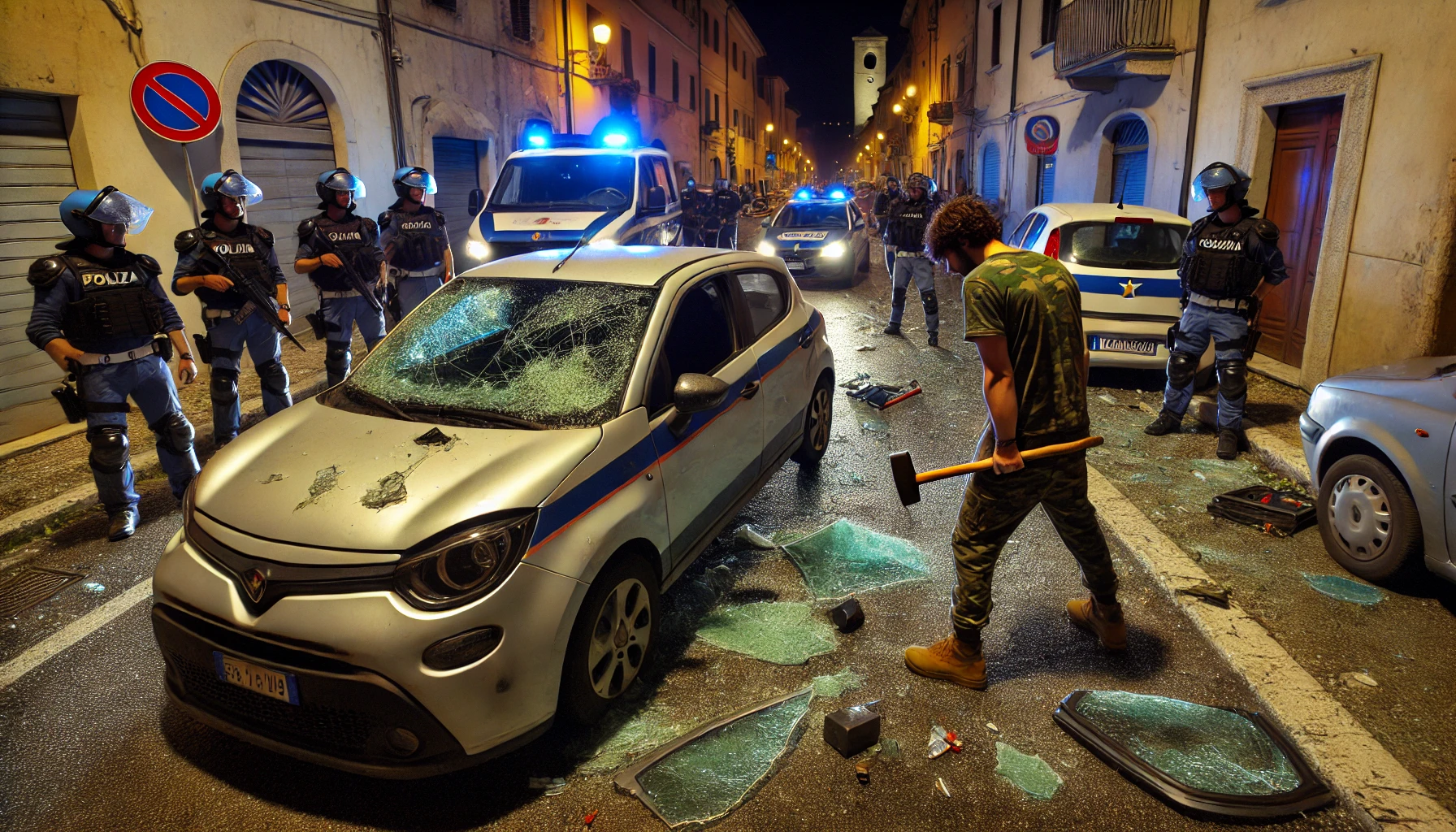 uomo rompe vetri auto