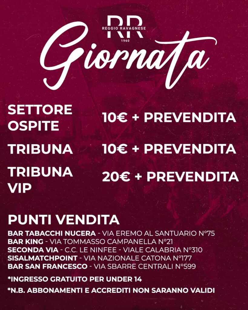 Biglietti ReggioRavagnese-Lamezia