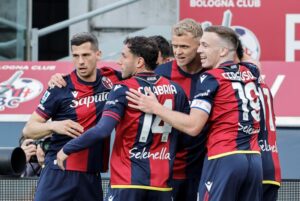 Esultanza Bologna contro la Lazio