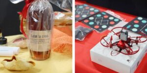 Liquore di china e drone che consegna medicinali