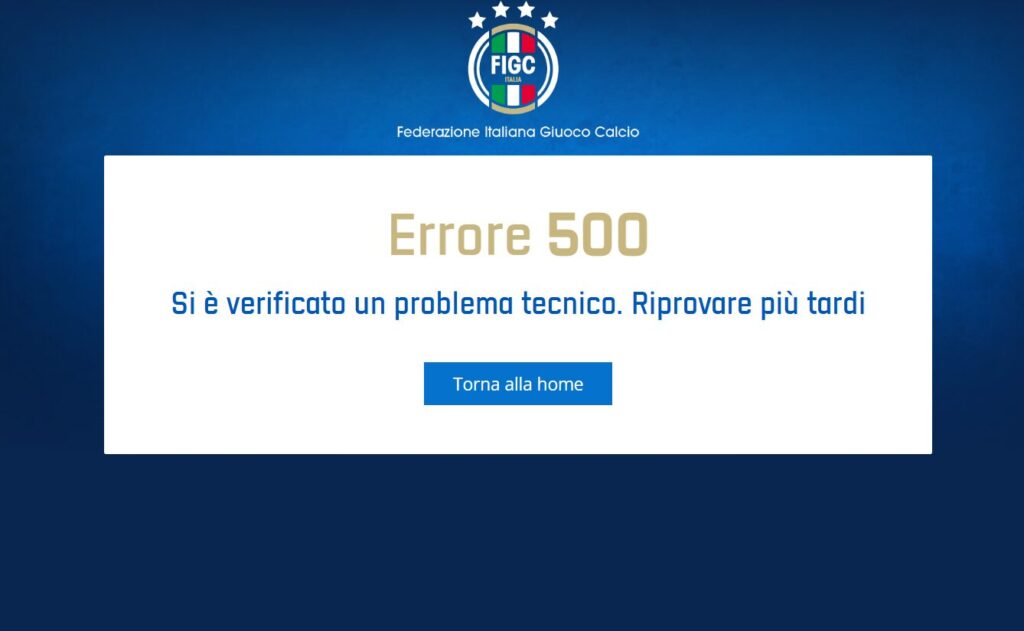 Screen sito figc in tilt