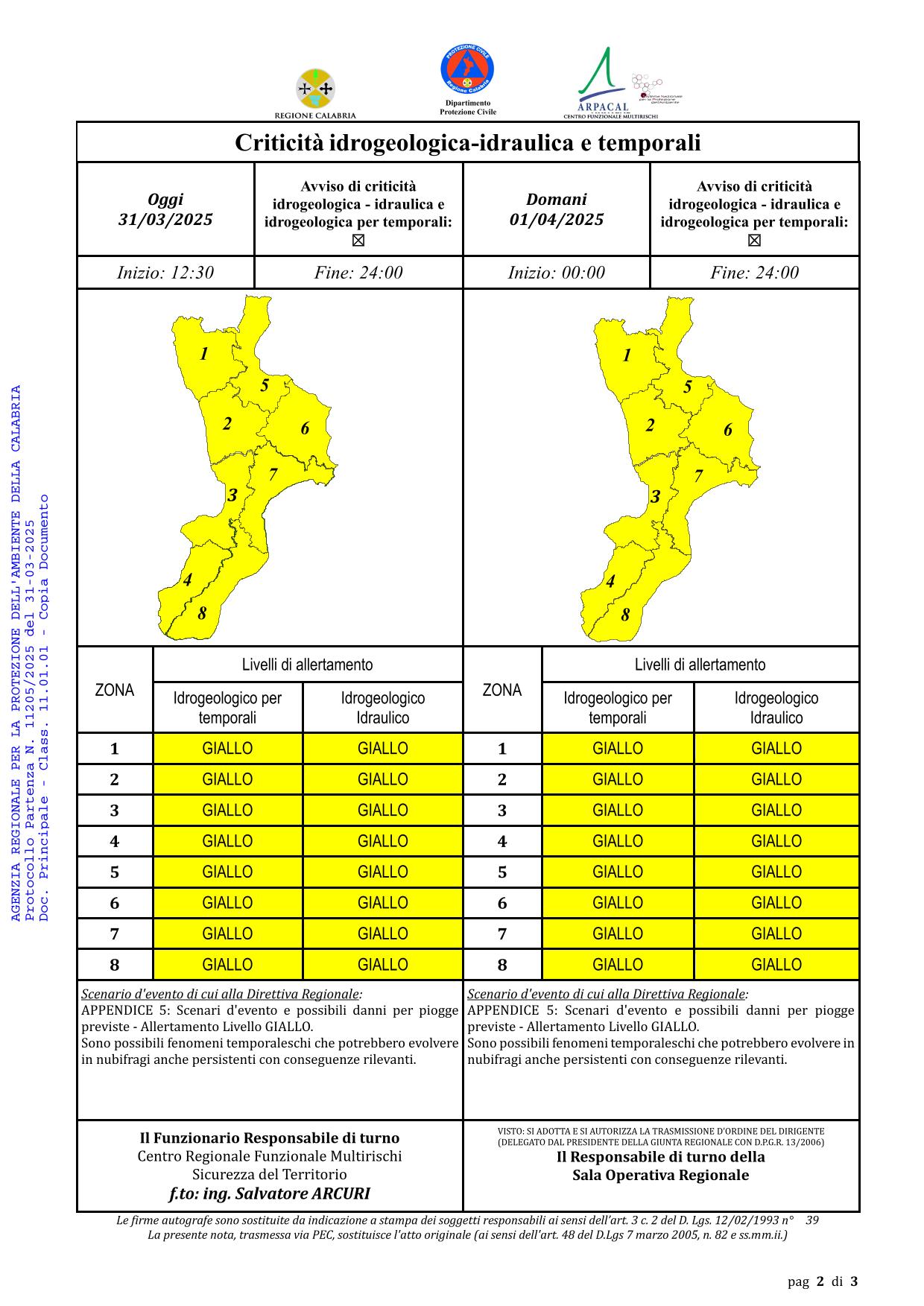 allerta meteo 1 aprile calabria