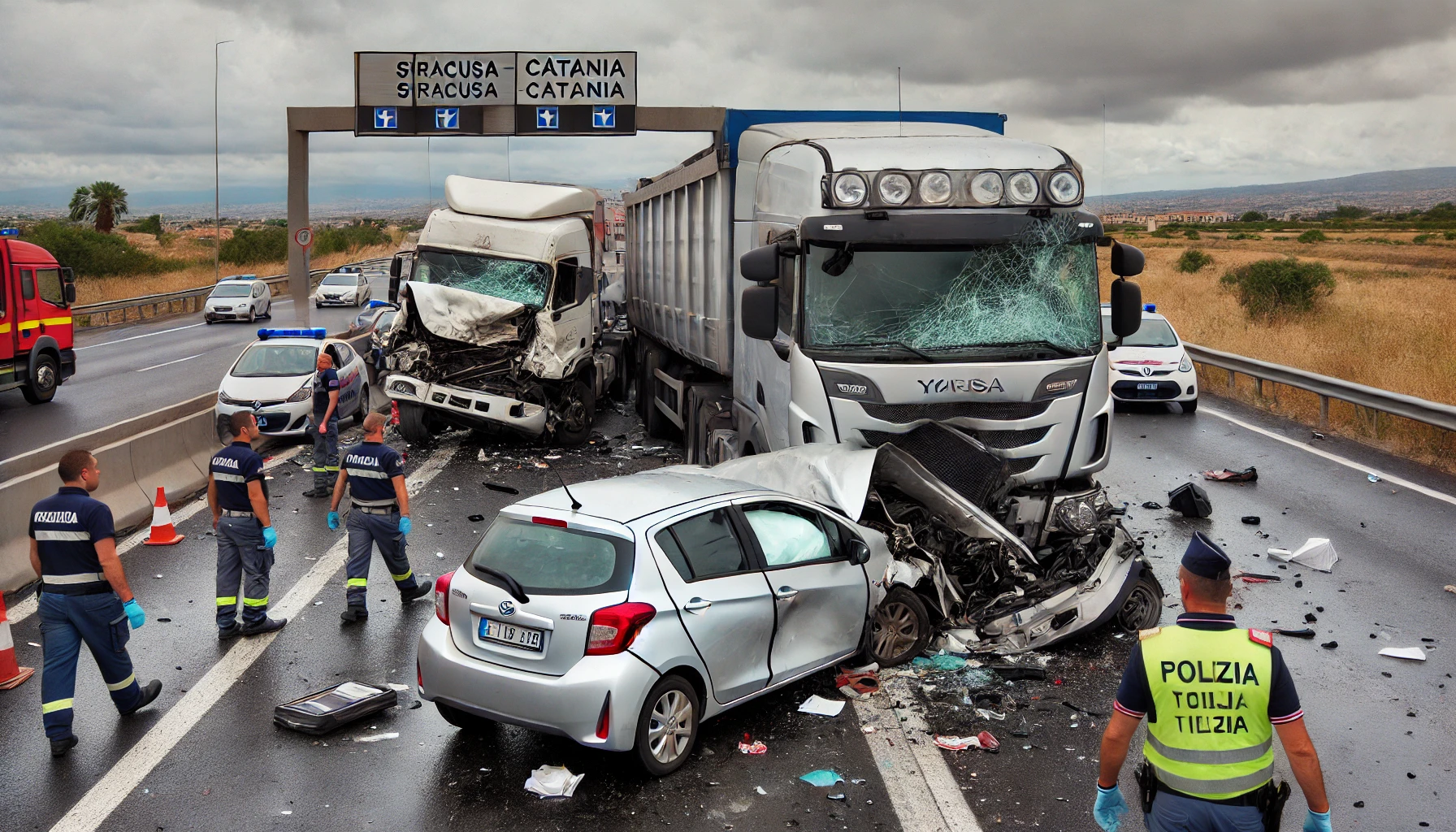 incidente auto contro un camion