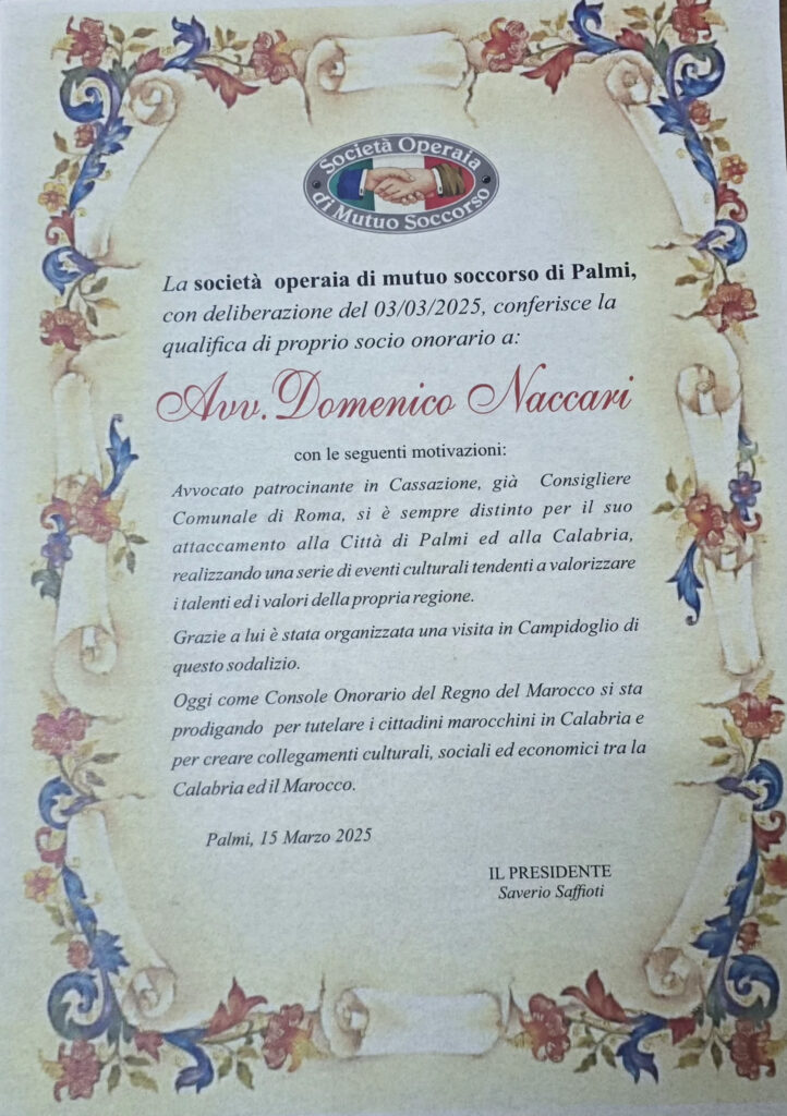 società operaia conferisce titolo naccari