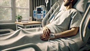 uomo ricoverato in ospedale