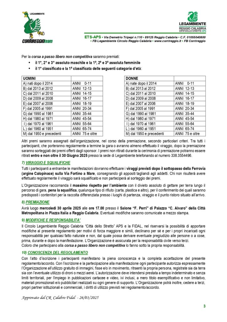 Corrireggio regolamento