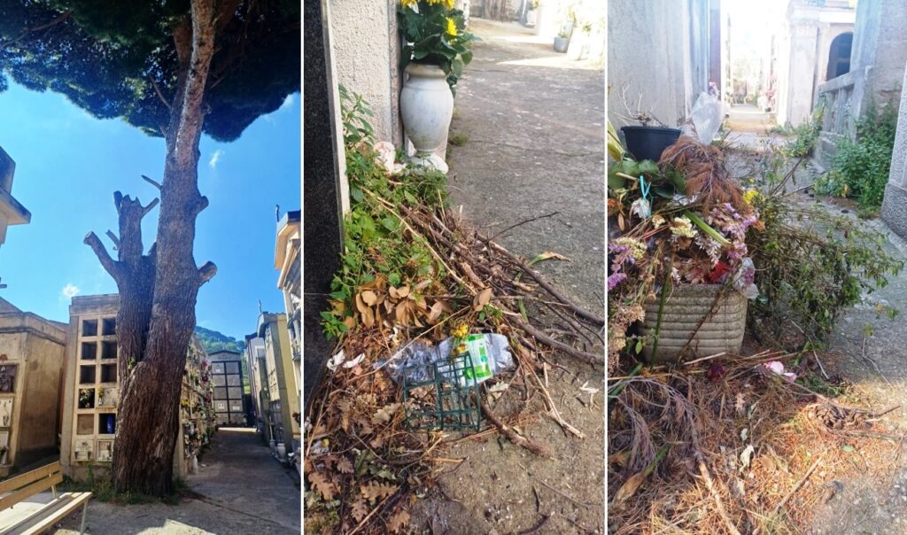 degrado al cimitero di sambatello