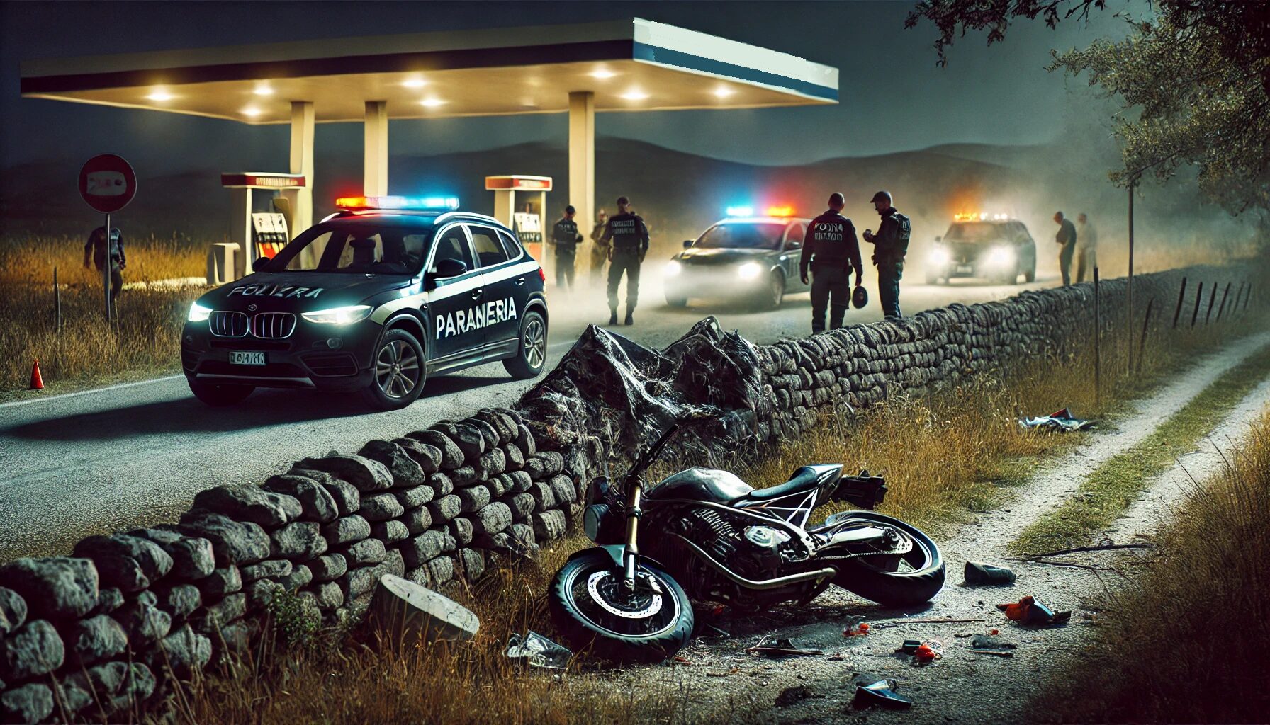 incidente moto notte