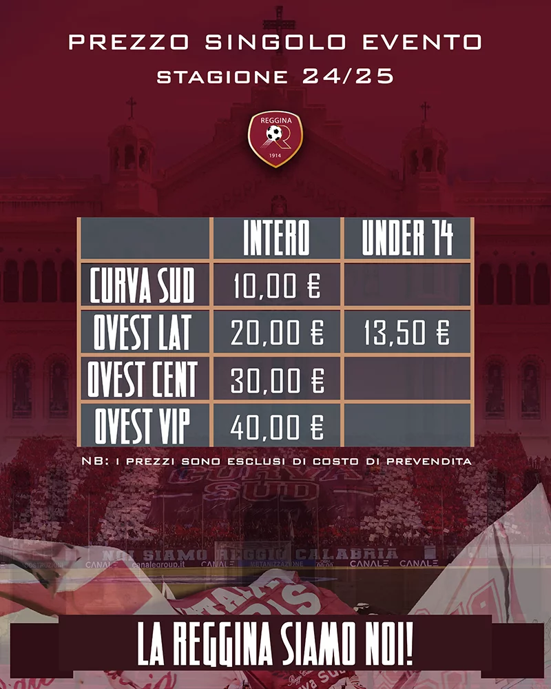 prezzi biglietti reggina-nissa