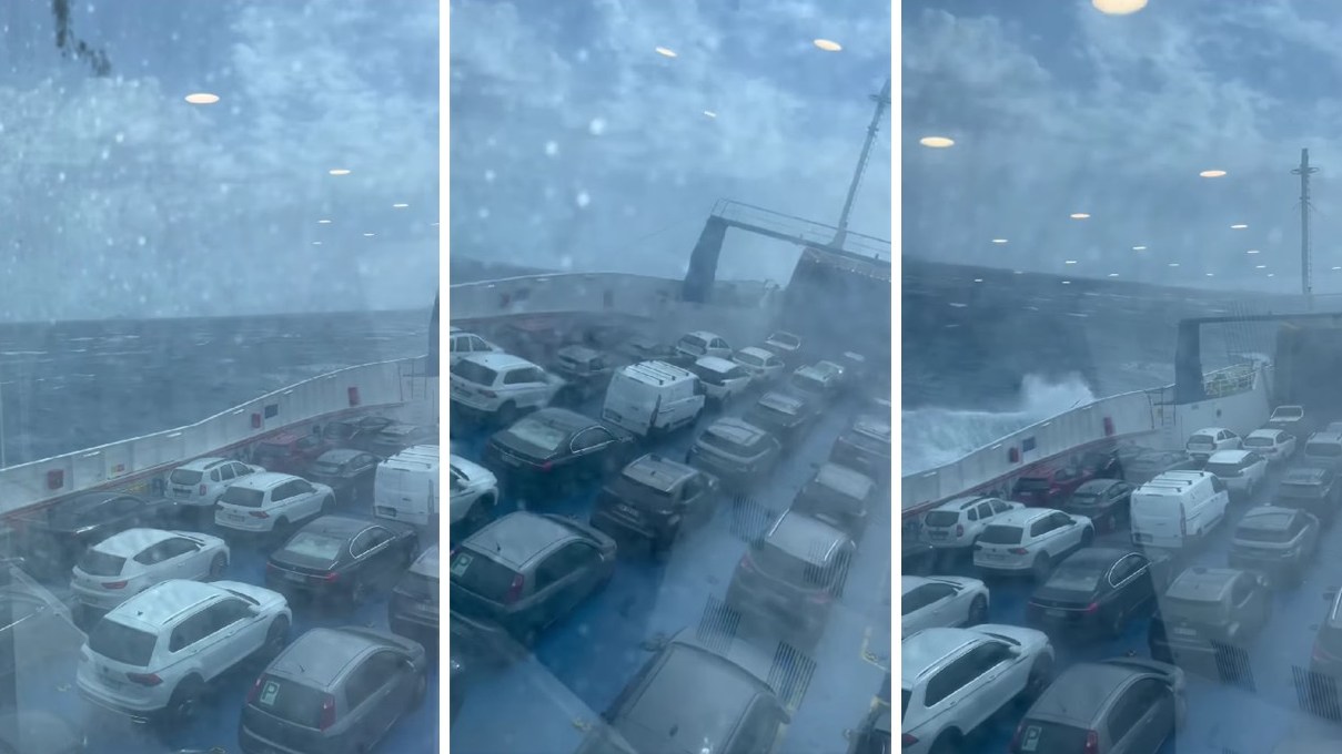 traghetto caronte villa san giovanni messina ondeggia sullo stretto per il vento