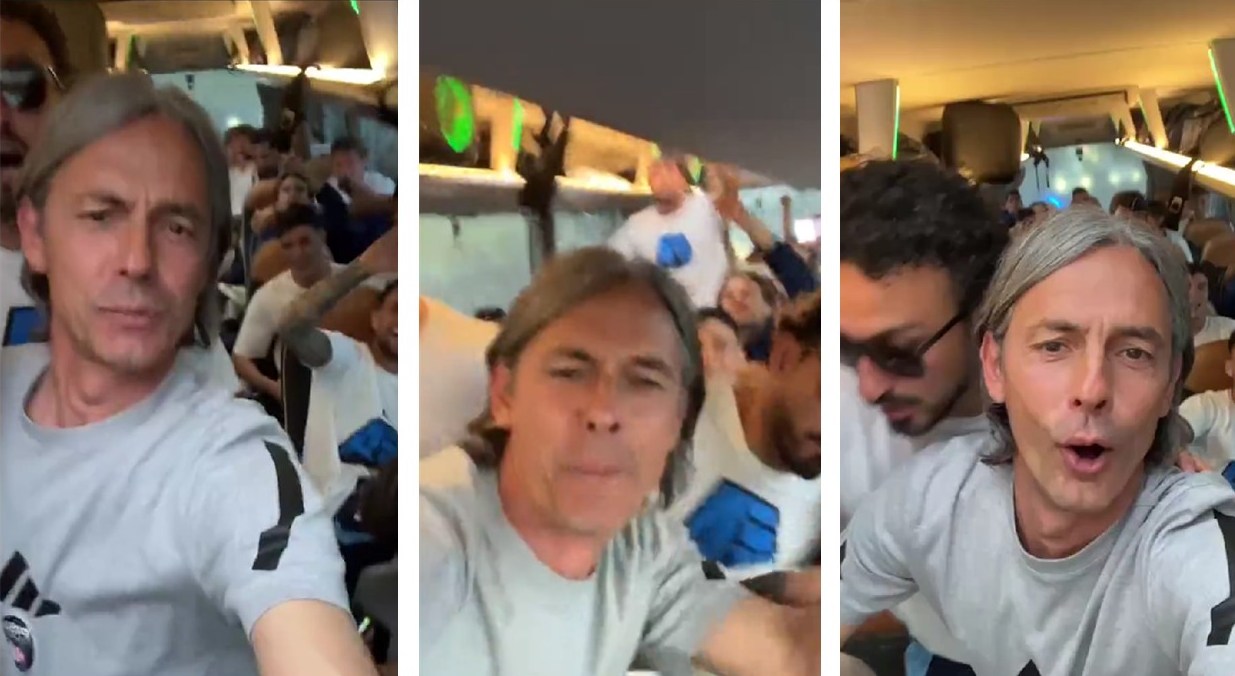 Inzaghi festeggia la promozione in Serie A del Pisa