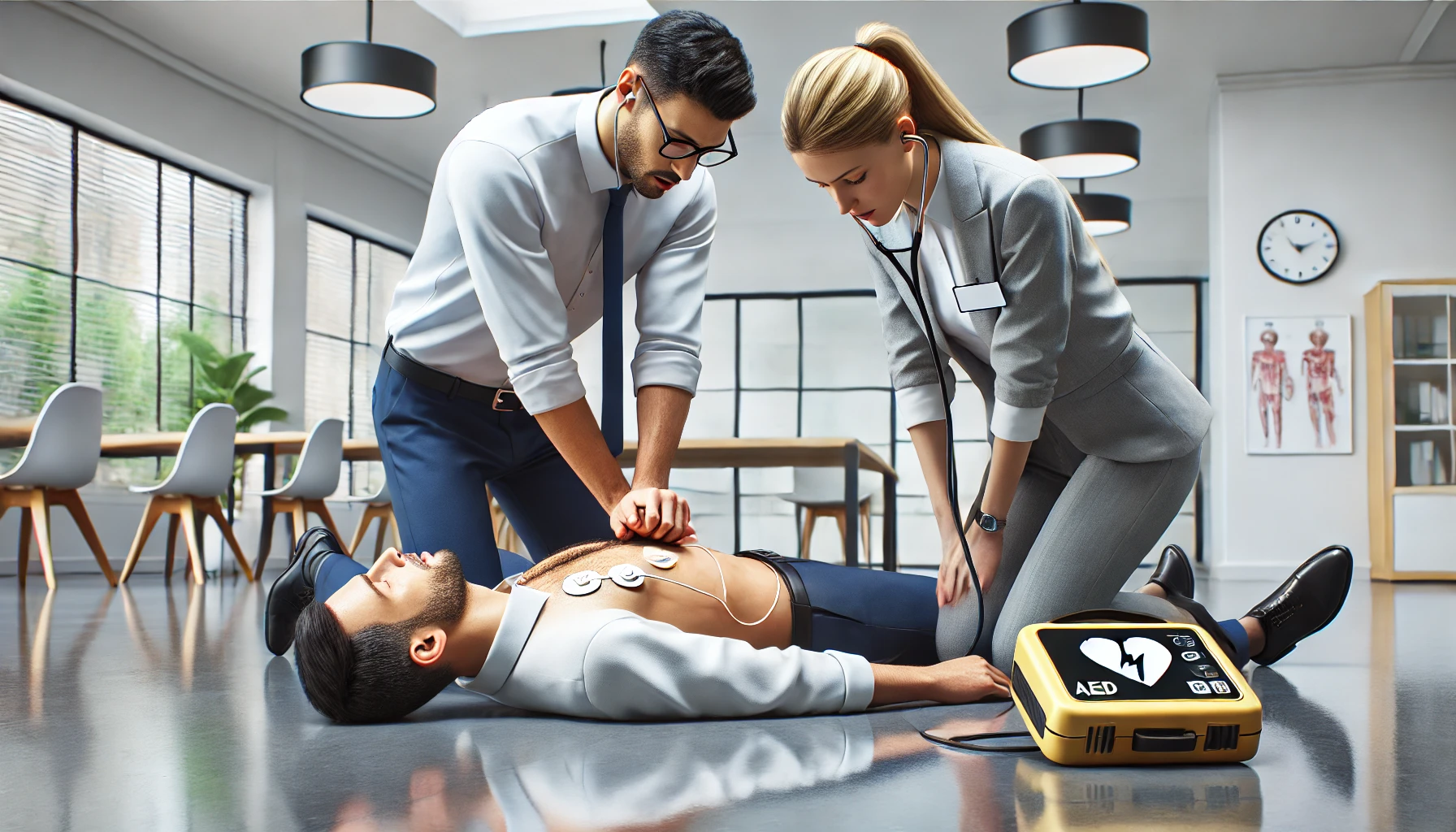 Medici rianimano paziente con defibrillatore