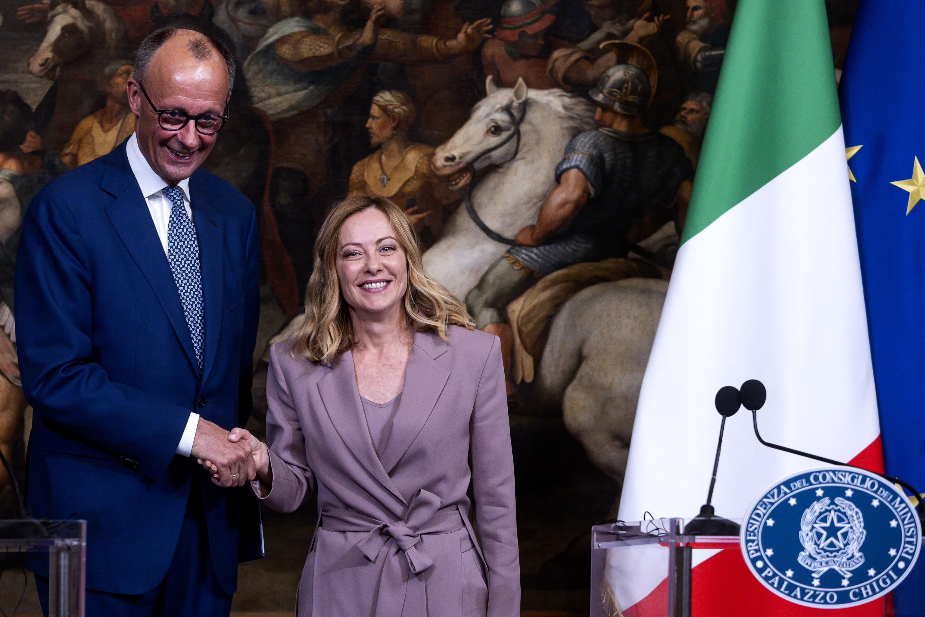 Italian Prime Minister Giorgia Meloni meets German Chancellor Friedrich Merz