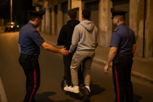 giovani fermati dai carabinieri su un monopattino