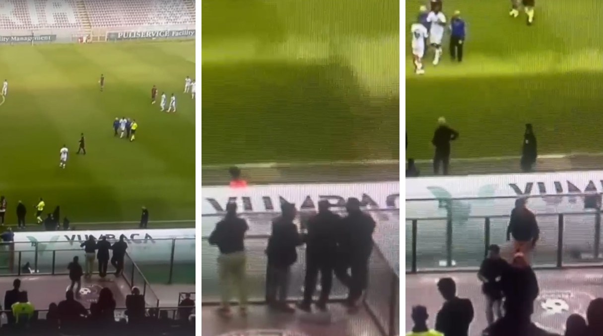 praticò infuriato fermato da brunetti video reggina-vibonese dalla tribuna del granillo
