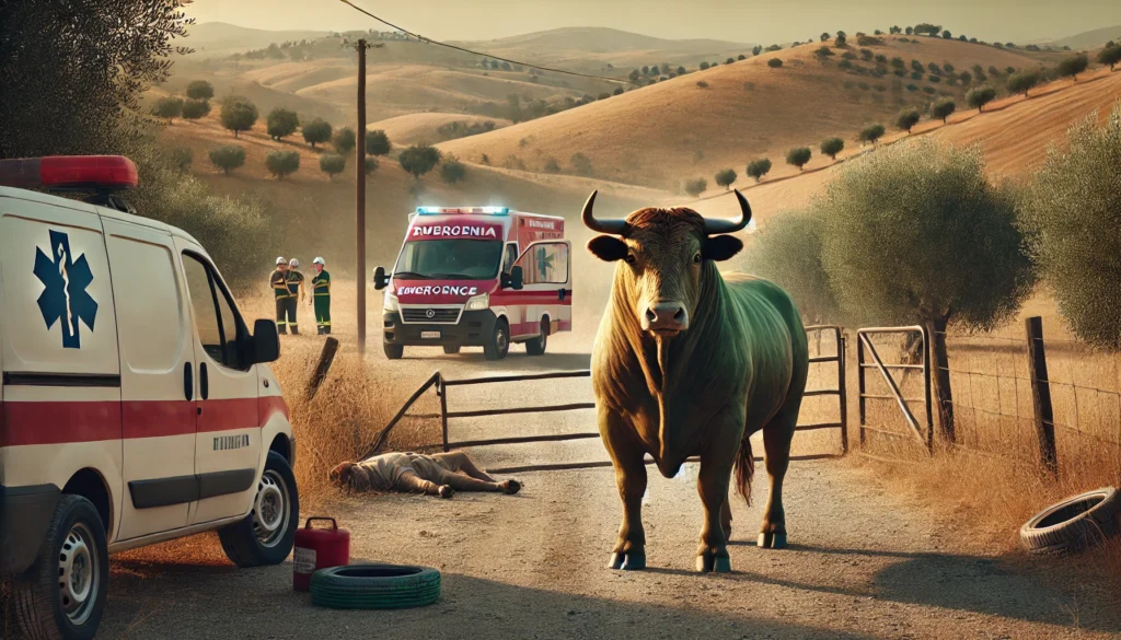 toro ferisce un uomo