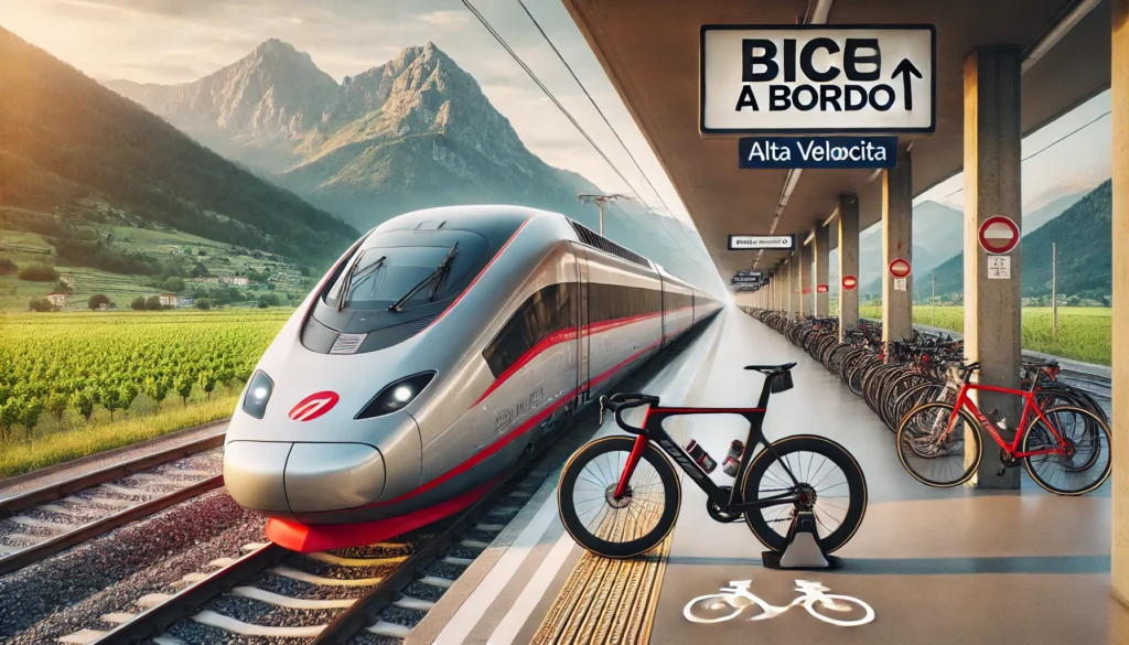 treno alta velocità e bicicletta