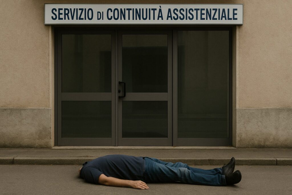 uomo si sente male davanti al Servizio di Continuità Assistenziale