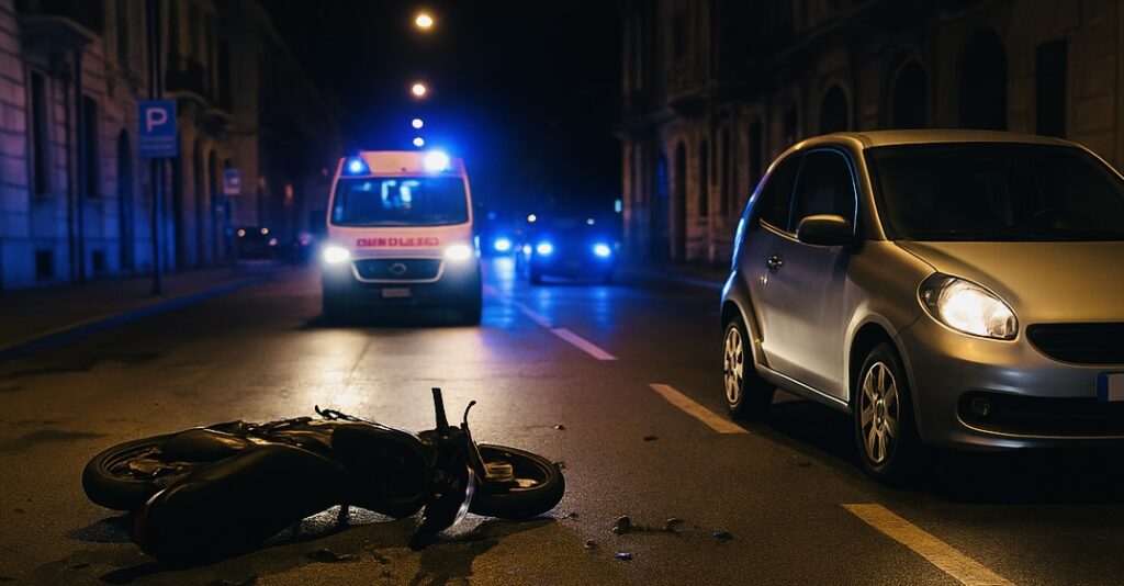 Incidente auto moto ambulanza notte