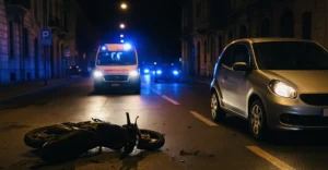 Incidente auto moto ambulanza notte