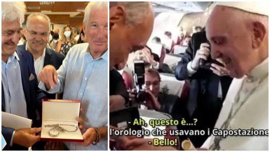 Consegna orologio Perseo Richard Gere e Papa