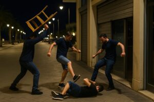 giovane aggredito sedia