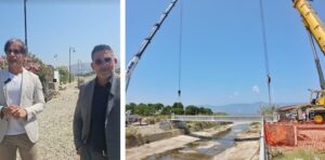 Falcomatà e Brunetti prima trave ponte calopinace
