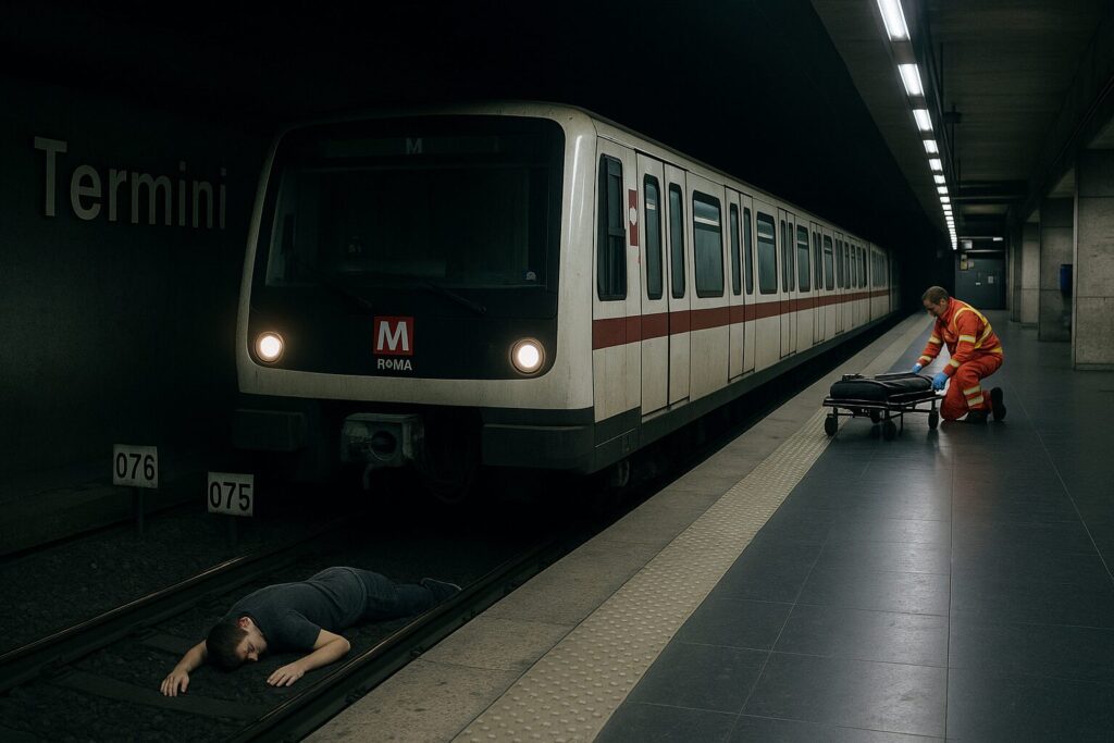 giovane si lancia sotto il treno a termini